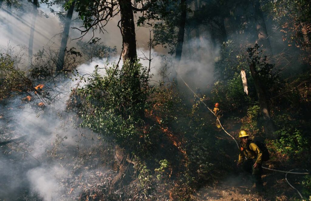 Holding the planned line on a prescribed burn in Weitchpec part of the Yurok Territory, California.